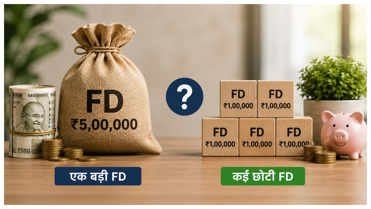 FD में 5 लाख रुपये लगाने जा रहे हैं, एक ही FD करें या कई छोटी एफडी, जानें किसमें मिलेगा ज्यादा रिटर्न?