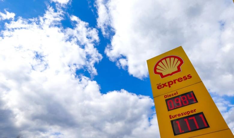 The Royal Dutch Shell logo is seen at a petrol station in Sint-Pieters-Leeuw