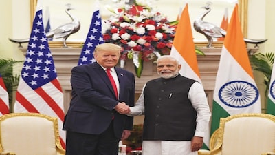 Prime Minister Narendra Modi meets with US President Donald Trump at Hyderabad House, New Delhi. Source: PIB