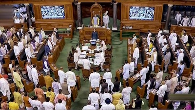 **EDS: VIDEO GRAB VIA SANSAD TV** New Delhi: Lok Sabha Speaker Om Birla and other parliamentarians in the House on the first day of the Monsoon Session of Parliament, in New Delhi, Thursday, July 20, 2023. (PTI Photo)(