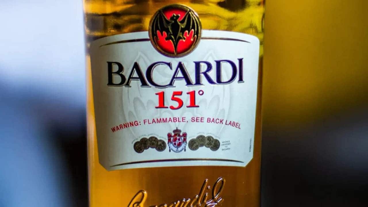 No 11. Bacardi 151 | Alcohol by volume content: 75.5% | Bacardi needs no introduction, but you'll have trouble getting your hands on this discontinued bottle from the Puerto Rican distiller. Because the product was so famously flammable, many drinkers irresponsibly used it for flaming shots and fire-breathing stunts and lawsuits soon followed.