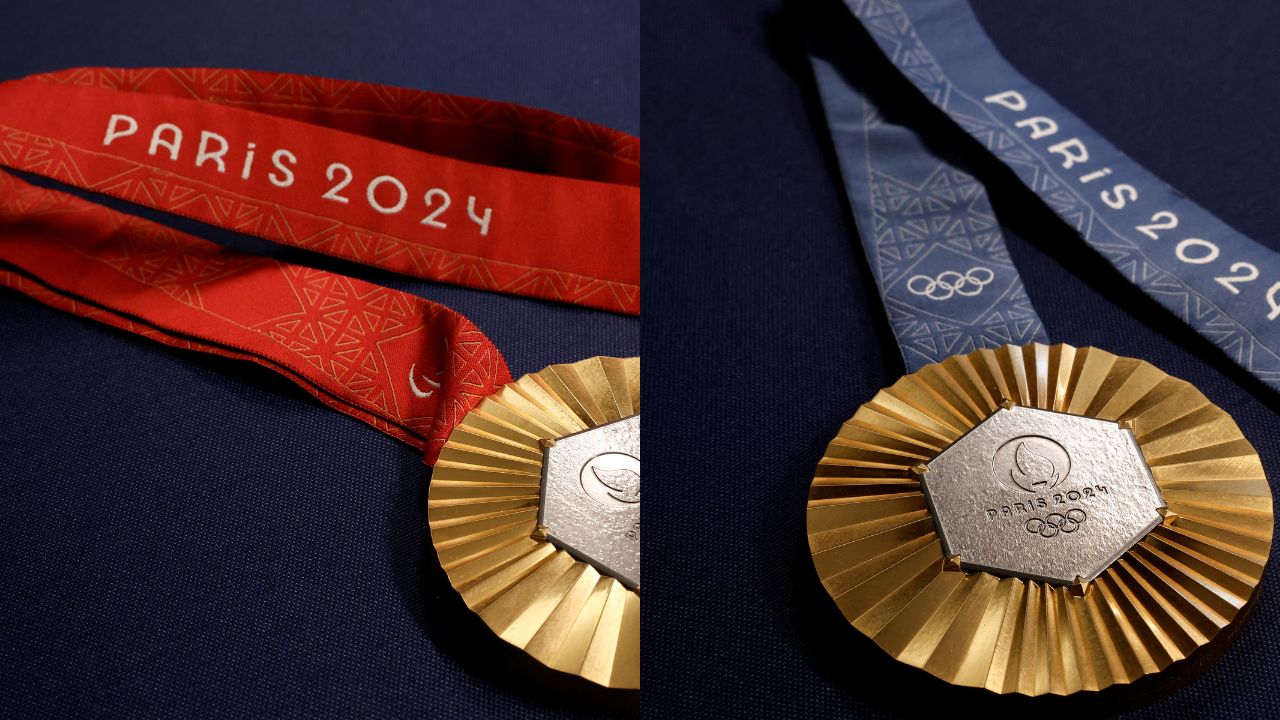 The Olympic medal ribbons will be dark blue, while those of the Paralympic medals will be a deep red—a mix of the first two coats of paint (“Venice red” and “red-brown”) used on the Eiffel Tower.