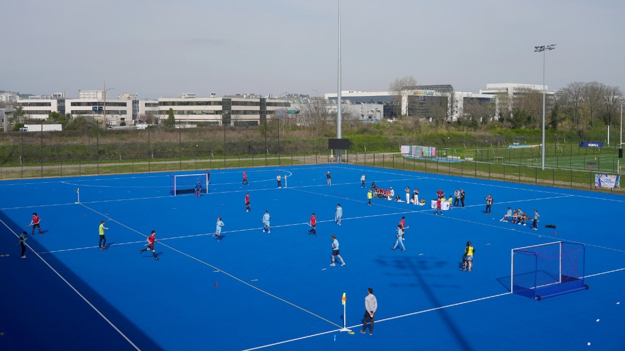 Renovated Yves-du-Manoir stadium. The stadium will host the men's and women's field hockey competitions during the Pairs 2024 Olympic Games 