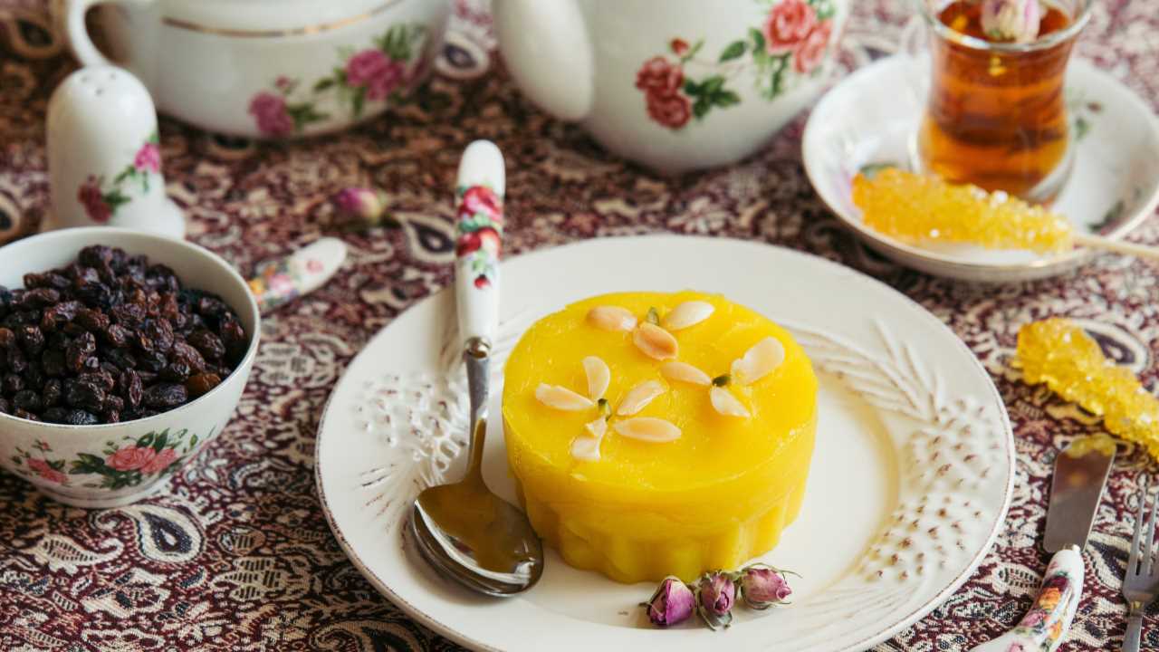 No 3. Dish: Sholeh Zard | Popular in: Iran | A Persian saffron-infused rice pudding, Sholeh Zard captivates with its vibrant yellow hue and delicate floral aroma, symbolizing joy and celebration.