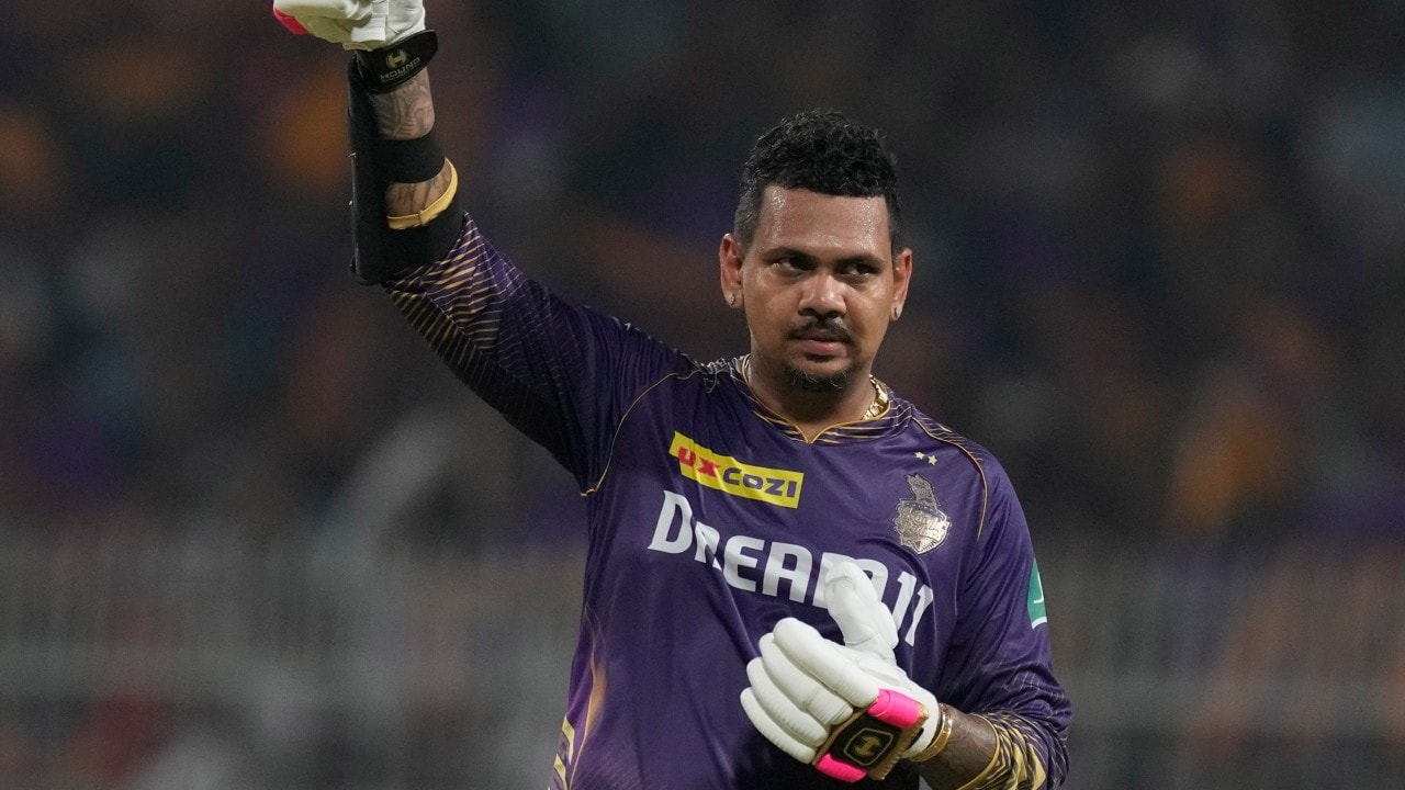 Before Jos Buttler's hundred spoiled Kolkata Knigh Rider's party, Sunil Narine turned an unlikely hero for KKR. The bowling all-rounder made good use of his bat as he smashed a hundred. The hundred made Narine only the third KKR batter to notch a IPL hundred. (Image: AP)