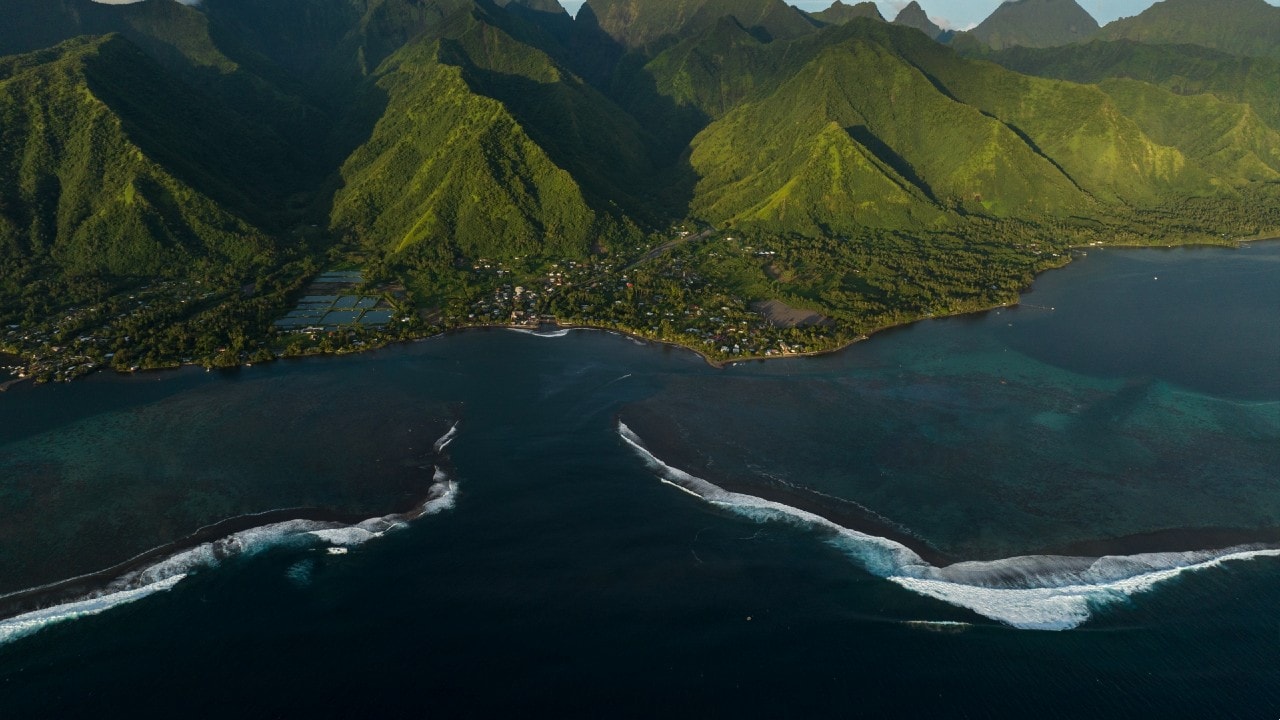 Teahupo'o, Tahiti, French Polynesia. Teahupo'o will host the surfing competitions during the Paris 2024 Olympic Games.