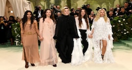 Zoe Saldana, from left, Emma Mackey, Greta Gerwig, Chemena Kamali and Sienna Miller attend The Metropolitan Museum of Art's Costume Institute benefit gala celebrating the opening of the "Sleeping Beauties: Reawakening Fashion" exhibition on Monday, May 6, 2024, in New York. (Photo by Evan Agostini/Invision/AP)
