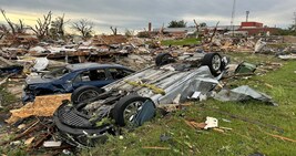 Damage is seen outside of the Adair County Health System hospital which was evacuated after a tornado struck the day prior, in Greenfield, Iowa, U.S. May 22, 2024.  Zach Boyden-Holmes/The Register/USA Today Network via REUTERS.  NO RESALES. NO ARCHIVES MANDATORY CREDIT