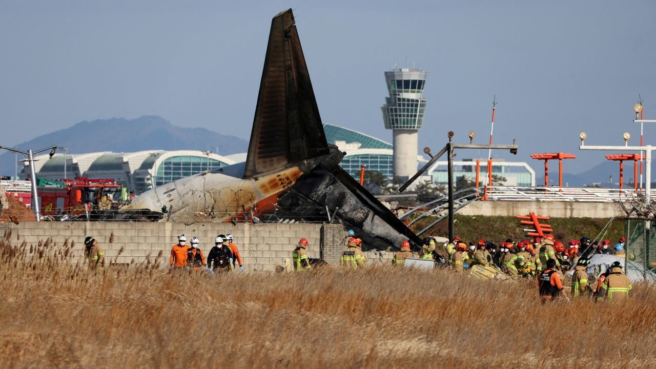 South Korea plane bursts into flames after skidding off airport runway, killing 62 people