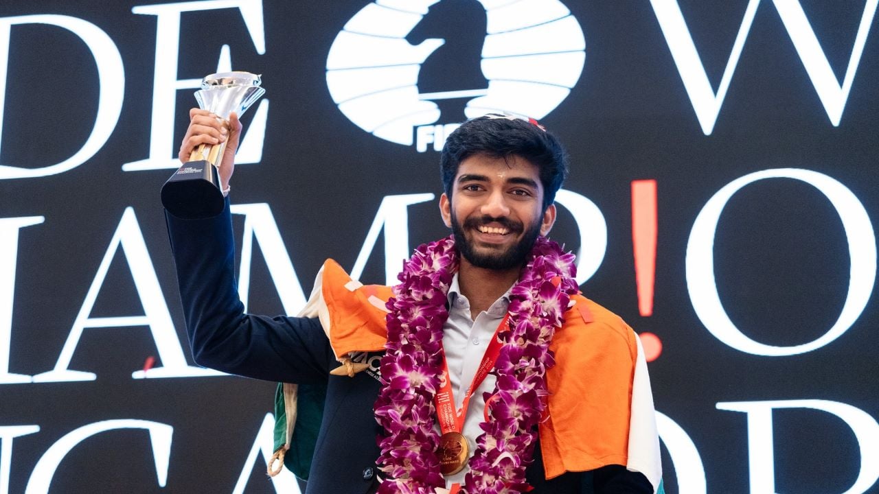 Watch: World Chess Champion Gukesh returns home, accorded grand welcome at Chennai Airport