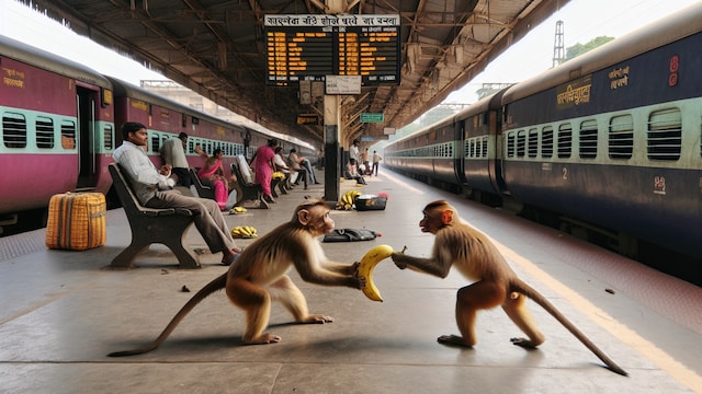 Banana brawl between monkeys at Samastipur cuts train power, halts services