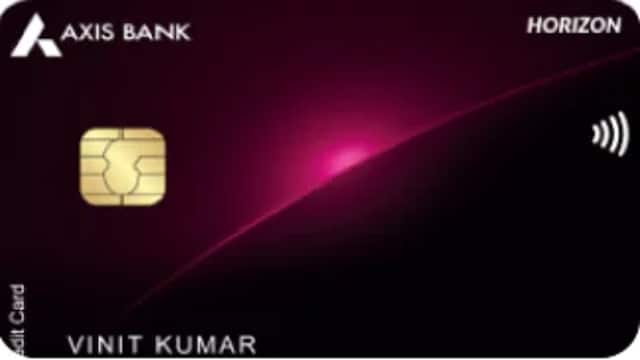Axis Bank Horizon Credit CardThis card provides up to 32 domestic and 8 international lounge visits each year. Cardholders can earn up to 5 EDGE Miles per ₹100 spent, with a conversion ratio of 1:1 to partner points. The annual fee is ₹3,000. Axis Bank Horizon Credit CardThis card provides up to 32 domestic and 8 international lounge visits each year. Cardholders can earn up to 5 EDGE Miles per ₹100 spent, with a conversion ratio of 1:1 to partner points. The annual fee is ₹3,000.