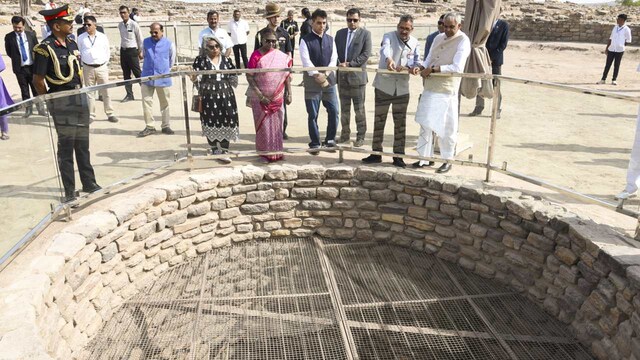 President Droupadi Murmu on a tour of Gujarat visited Dholavira, an important archaeological site of the Indus Valley Civilisation, located on Khadir Bet Island in Gujarat's Kutch district on March 1. The site, recognised as a UNESCO World Heritage site, is one of the best-preserved urban settlements from the 5,000-year-old civilisation.