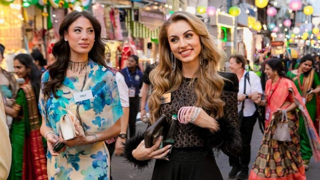 The contestants of Miss World 2025, representing 109 countries, were given a vibrant welcome on Tuesday as they visited Hyderabad’s iconic Charminar and the bustling Laad Bazar (also known as Chudi Bazar), famous for its bangles and pearls. The contestants of Miss World 2025, representing 109 countries, were given a vibrant welcome on Tuesday as they visited Hyderabad’s iconic Charminar and the bustling Laad Bazar (also known as Chudi Bazar), famous for its bangles and pearls.