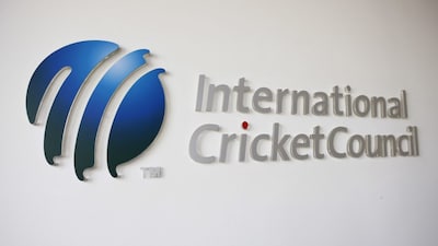 The International Cricket Council (ICC) logo at the ICC headquarters in Dubai, October 31, 2010. REUTERS/Nikhil Monteiro (UNITED ARAB EMIRATES - Tags: SPORT CRICKET)