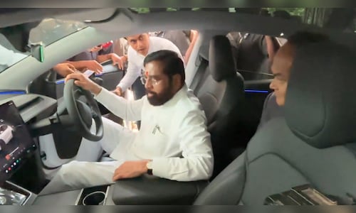 Watch: Maharashtra Dy CM drives Tesla Model Y day after India’s first showroom opens