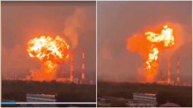 Ukrainian drone attack sparks massive fire at Russian oil depot near ...