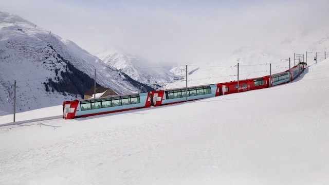 Glacier Express, Switzerland | Nicknamed the "Slowest express train in the world," it offers panoramic views of snow-capped peaks, deep valleys and charming alpine villages. It lets passengers witness the Rhein Valley and the Rhein Gorge, known as the Swiss Grand Canyon. The train offers luxurious seating and fine dining. (Image: Reuters) Glacier Express, Switzerland | Nicknamed the "Slowest express train in the world," it offers panoramic views of snow-capped peaks, deep valleys and charming alpine villages. It lets passengers witness the Rhein Valley and the Rhein Gorge, known as the Swiss Grand Canyon. The train offers luxurious seating and fine dining. (Image: Reuters)