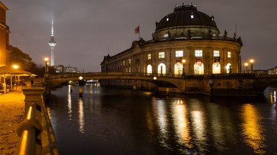 The Bode-Museum is illuminated at the banks of river Spree in central Berlin, Germany, November 15, 2024. REUTERS/Lisi Niesner