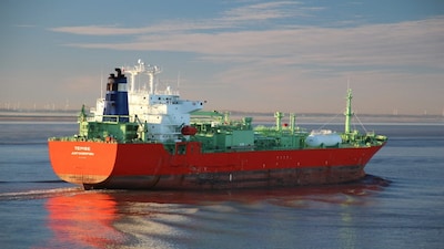 An LPG-laden tanker, which the European Union's naval force Aspides said in a statement was on fire and adrift on Saturday off the coast of Yemen, after it reported an explosion that forced members of its crew to abandon the vessel, in Elbehafen, Brunsbuttel, Germany, in a handout picture from November 26, 2013. Ray Hensel/Handout via REUTERS    THIS IMAGE HAS BEEN SUPPLIED BY A THIRD PARTY. NO RESALES. NO ARCHIVES. MANDATORY CREDIT  Verified by: -Vessel matches reports of the tanker involved in the incident that happened on Saturday (October 18) -Buildings and port layout match file and satellite imagery -Date verified by original file metadata -Vessel tracking databases show that in 2013 the tanker was named Temse