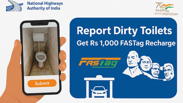 Report dirty highway toilets and get ₹1,000 FASTag recharge. (Representative image created by ChatGPT)