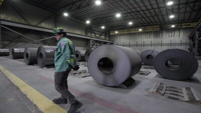 An employee works inside a Nucor steel factory in Blytheville, Arkansas, U.S., March 28, 2025.  REUTERS/Karen Pulfer Focht
