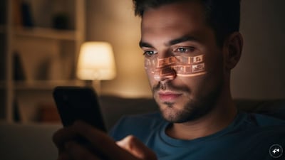 Man watching online content on mobile.