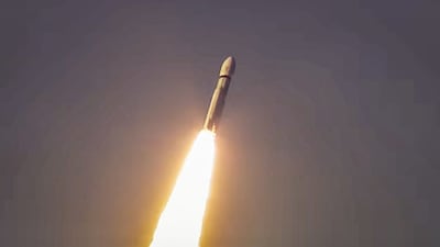 **EDS: THIRD PARTY IMAGE** In this screenshot from a video posted on Nov. 2, 2025, ISRO's launch vehicle LVM3-M5 carrying the communication satellite CMS-03 lifts off from the launch pad at the Satish Dhawan Space Centre, in Sriharikota, Andhra Pradesh. (@ISRO Official/YT via PTI Photo)(PTI11_02_2025_000223B)