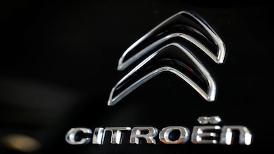 A logo of Citroen is seen inside a car dealer in Nijmegen, Netherlands February 26, 2025. REUTERS/Piroschka van de Wouw