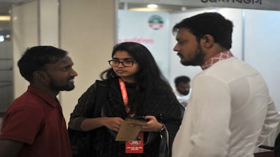 FILE PHOTO: National Citizen Party (NCP) senior leaders Tasnim Jara and Nasiruddin Patowari speak with Shujon Khan, a rickshaw puller who wants to run for MP in the country's upcoming national election, at the party's candidate interviewing event in Dhaka, Bangladesh, November 24, 2025. REUTERS/Sam Jahan/File Photo