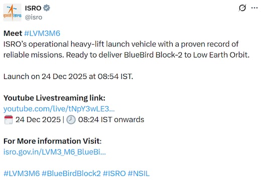 BlueBird Block-2: When and where to watch and what to know about ISRO’s ...