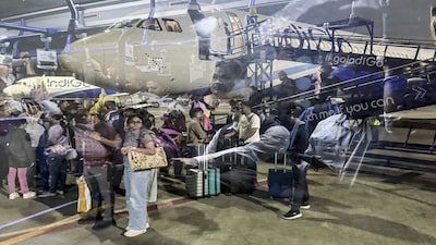 Mumbai: An IndiGo flight from Raipur lands at Chhatrapati Shivaji Maharaj International Airport's Terminal 2, in Mumbai, Friday, Dec. 5, 2025. Passengers were left stranded as IndiGo cancelled numerous flights while struggling to meet new crew rostering rules, a day after it scrapped several services and announced schedule adjustments. (PTI Photo/Kunal Patil)(PTI12_05_2025_000014B)