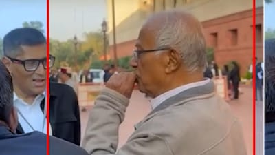 TMC MP Sougata Ray caught smoking e-cigarette in Parliament premises. (Screengrab) 