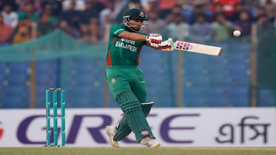 Cricket - First Twenty20 - Bangladesh v England - ZAC Stadium, Chattogram, Bangladesh - March 9, 2023 Bangladesh's Najmul Hossain Shanto in action REUTERS/Adnan Abidi