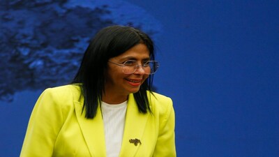 Venezuela's Vice-President and Oil Minister Delcy Rodriguez prepares to address the media in Caracas, Venezuela, March 10, 2025. REUTERS/Leonardo Fernandez Viloria