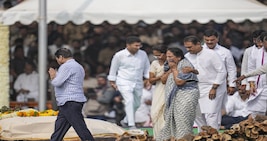 Pune: NCP-SP leader Supriya Sule consoles a relative during the funeral of Maharashtra Deputy Chief Minister Ajit Pawar, at Baramati in Pune district, Thursday, Jan. 29, 2026. (PTI Photo/Kunal Patil)(PTI01_29_2026_000175B) Pune: NCP-SP leader Supriya Sule consoles a relative during the funeral of Maharashtra Deputy Chief Minister Ajit Pawar, at Baramati in Pune district, Thursday, Jan. 29, 2026. (PTI Photo/Kunal Patil)(PTI01_29_2026_000175B)