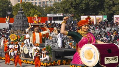 New Delhi: Maharashtra tableau rolls past during the 77th Republic Day Parade at Kartavya Path, in New Delhi, Monday, Jan. 26, 2026. (PTI Photo)
