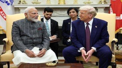 U.S. President Donald Trump meets with Indian Prime Minister Narendra Modi at the White House in Washington, D.C., U.S., February 13, 2025. REUTERS/Kevin Lamarque
