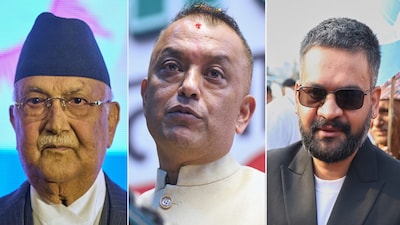 This combo of three photos show from left, Khadga Prassad Oli, president of Communist Party of Nepal (Unified Marxist–Leninist), Gagan Thapa, president of Nepali congress and former Kathmandu mayor Balendra Shah, of the Rastriya Swatantra Party. (AP Photos)