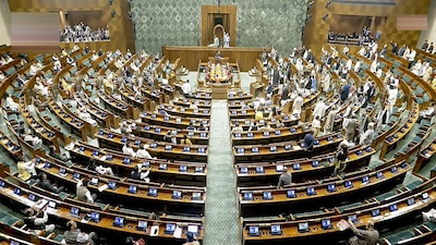 **EDS: THIRD PARTY IMAGE, SCREENGRAB VIA SANSAD TV** New Delhi: Opposition MPs protest in the Lok Sabha during the Budget session of Parliament, in New Delhi, Thursday, Feb. 5, 2026. (Sansad TV via PTI Photo)(PTI02_05_2026_000019B)