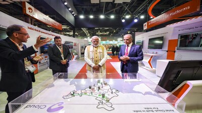 **EDS: THIRD PARTY IMAGE** In this image received on Feb. 16, 2026, Prime Minister Narendra Modi during the inauguration of India AI Impact Expo, at Bharat Mandapam in New Delhi. Bharti Enterprises Chairman Sunil Bharti Mittal also seen. (PMO via PTI Photo) (PTI02_16_2026_000540B)