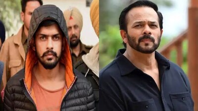 Gangster Lawrence Bishnoi (left) and Bollywood filmmaker Rohit Shetty (right) 