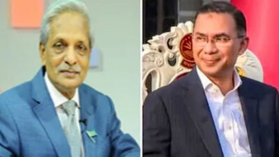 Nitai Roy Chowdhury (left) and new Bangladesh PM Tarique Rahman. ( Photos: tritiyomatra.com/PTI)
