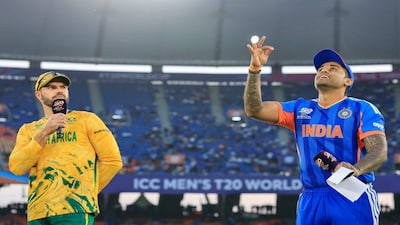 सुपर 8 मुकाबले में दक्षिण अफ्रीका ने भारत के खिलाफ बनाए 187/6 रन.