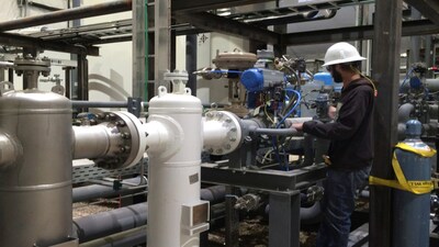 Operator Harlan Highsaw works at Weil Group's helium plant near Mankota, Saskatchewan, Canada June 20, 2016. Picture taken June 20, 2016. To match Feature CANADA-HELIUM/  REUTERS/Rod Nickel