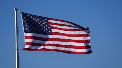 Jul 4, 2025; Commerce City, Colorado, USA; General view of the United States of America flag at Dick's Sporting Goods Park before the match between the Sporting Kansas City against the Colorado Rapids. Mandatory Credit: Ron Chenoy-Imagn Images