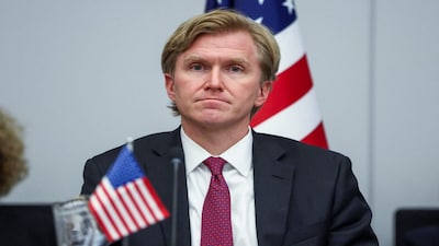 U.S. Under Secretary of Defence Elbridge Colby attends a meeting of the Ukraine Defence Contact Group, after a meeting of NATO Defence Ministers at the Alliance headquarters, in Brussels, Belgium February 12, 2026. REUTERS/Tom Nicholson