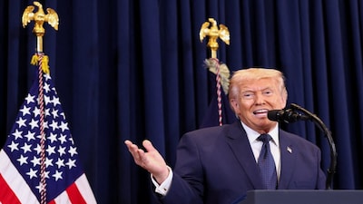 U.S. President Donald Trump speaks during a press conference at Trump National Doral Miami in Miami, Florida, U.S., March 9, 2026. REUTERS/Kevin Lamarque