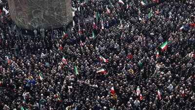 People attend a funeral ceremony for the Iranian military commanders who were killed in strikes, amid the U.S.-Israeli conflict with Iran, in Tehran, Iran, March 11, 2026. Majid Asgaripour/WANA (West Asia News Agency) via REUTERS ATTENTION EDITORS - THIS PICTURE WAS PROVIDED BY A THIRD PARTY