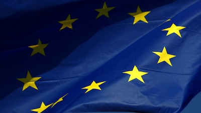 FILE PHOTO: A European Union flag flutters outside the European Commission headquarters in Brussels, Belgium Februrary 26, 2026. REUTERS/Yves Herman/File Photo